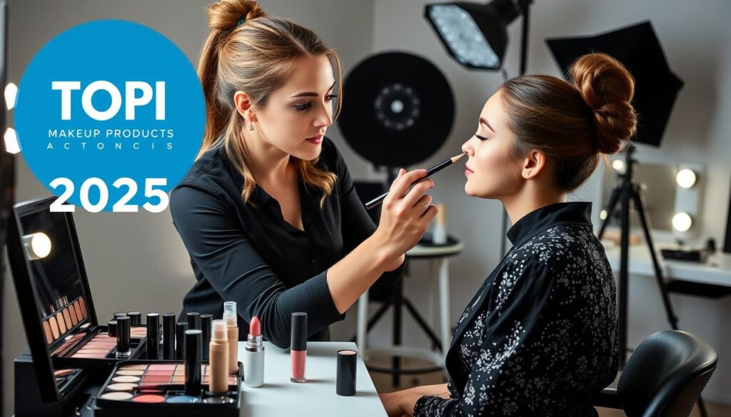 Makeup artist demonstrating application techniques for Top 10 Makeup Products 2025 Makeup artist demonstrating application techniques for Top 10 Makeup Products 2025
