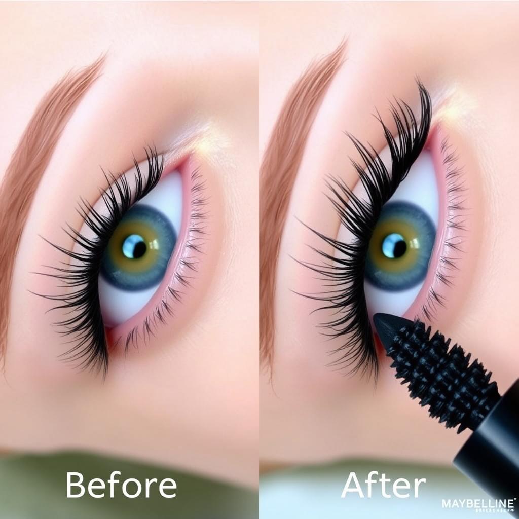 Maybelline Lash Sensational Firework Mascara from Top 10 Makeup Products 2025 with before and after application Maybelline Lash Sensational Firework Mascara from Top 10 Makeup Products 2025 with before and after application