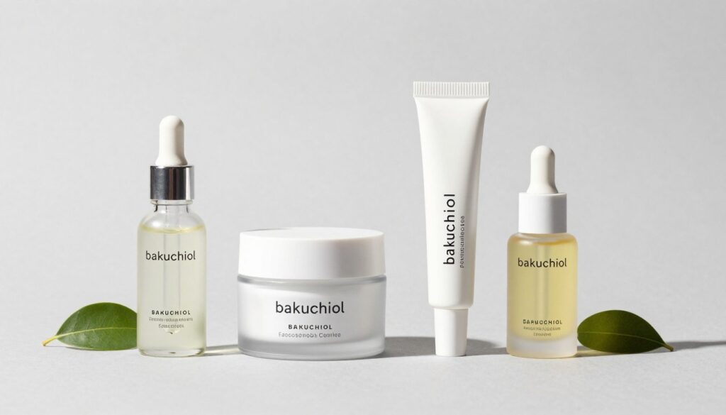 Collection of top-rated bakuchiol products for 2026 arranged in elegant display