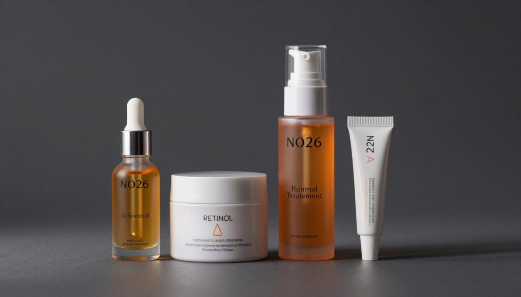 Collection of top-rated retinol products for 2026 arranged in elegant display
