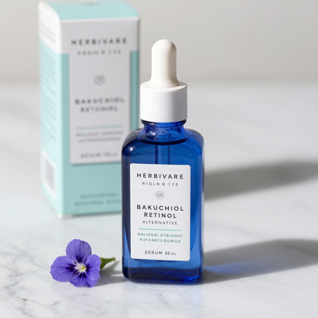 Herbivore Bakuchiol Retinol Alternative Serum 2026 formula in elegant glass bottle
